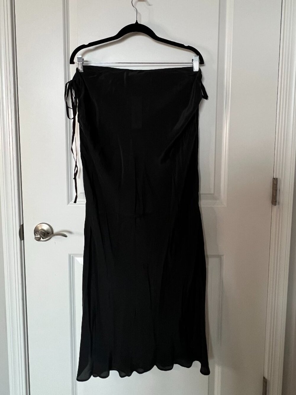 The Drop XL Womens Black Silky Slip Maxi Skirt Tie at Waist